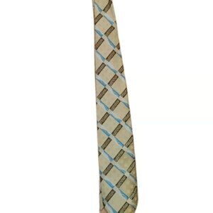 Vintage Villa Di Oro Retro Italy Yellow Brown Blue Geometric Polyester Mens Tie